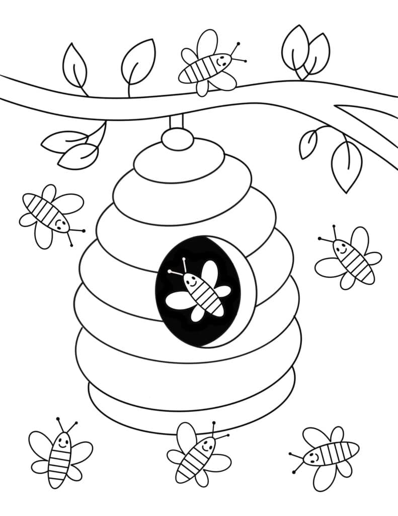 Free bee coloring pages for kids â the hollydog blog