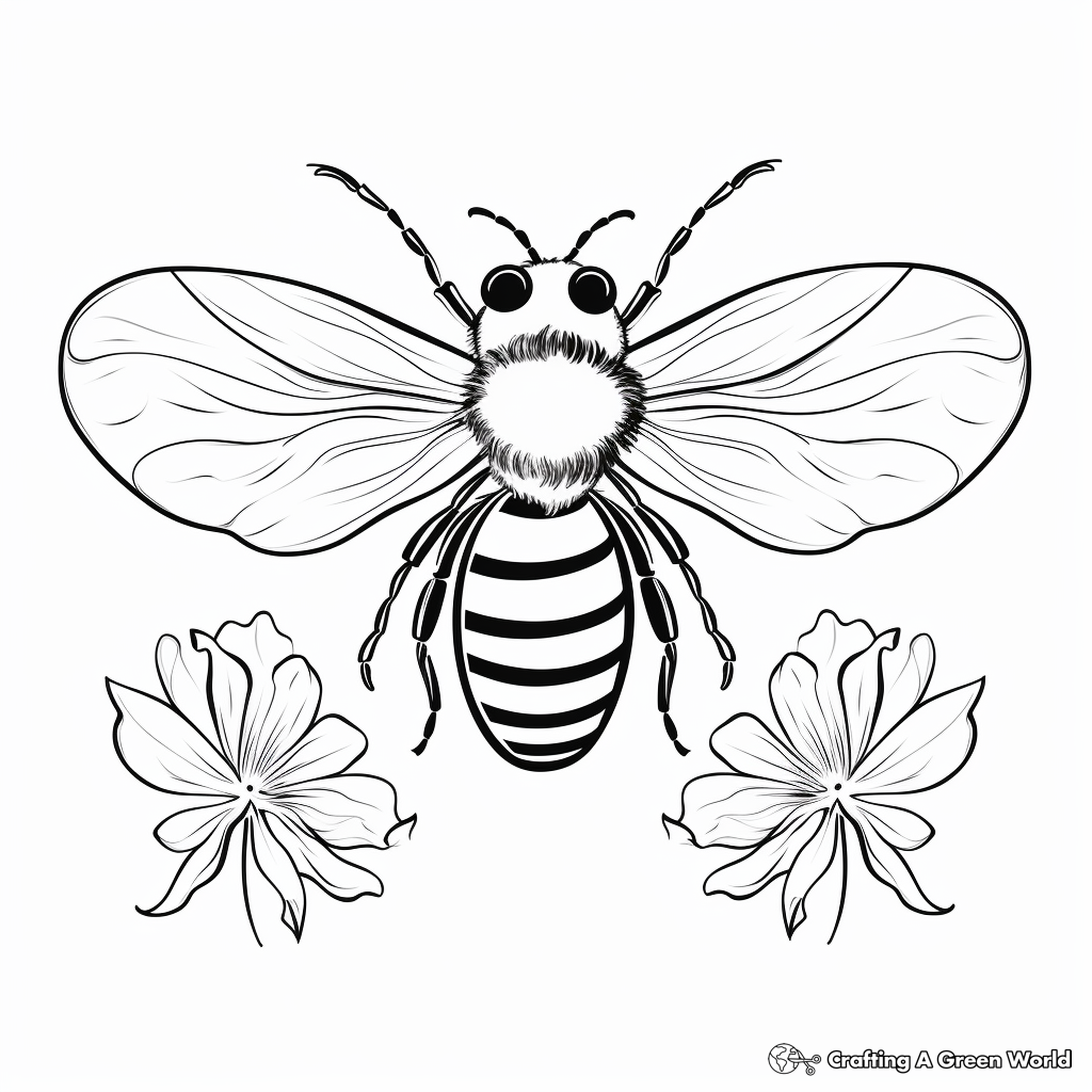 Bee and flower coloring pages