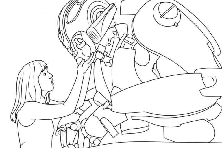 Girl with bumblebee coloring page