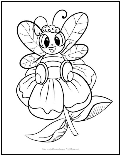 Happy bumblebee coloring page print it free