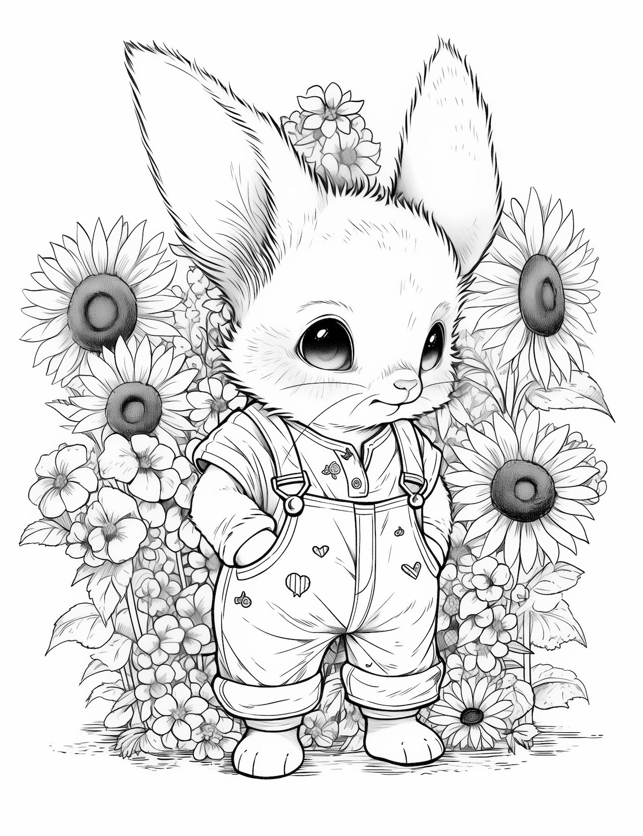 Cute bunny coloring pages for kids and adults