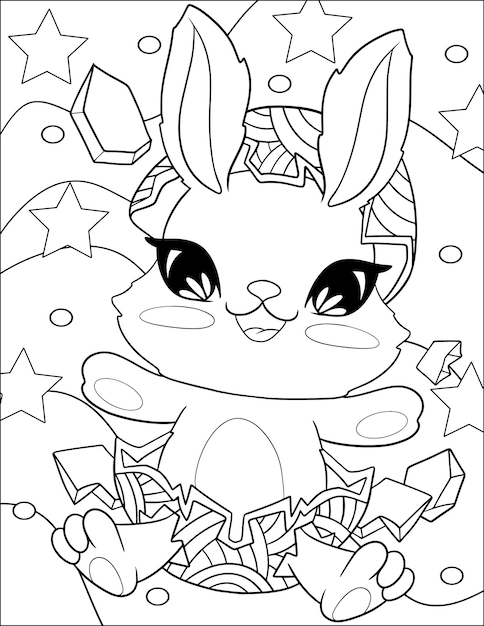 Premium vector bunny coloring page for kids