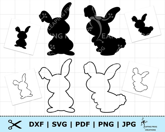 Easter bunny outlines svg cricut cut files silhouette files printable black white stencils coloring page instant download