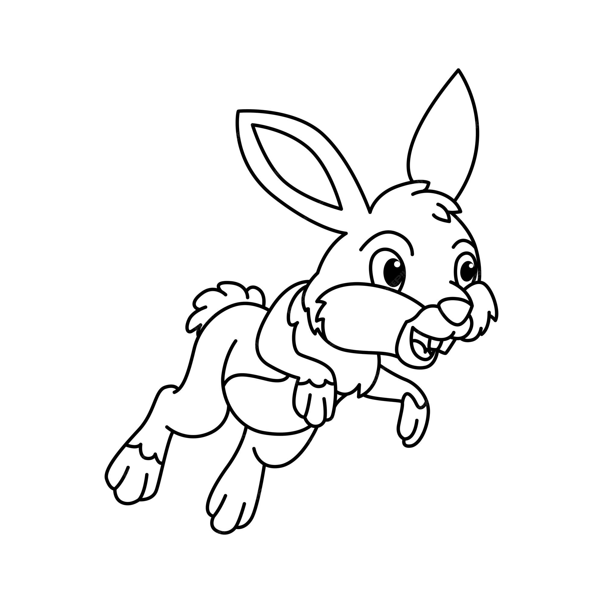 Premium vector funny rabbit cartoon coloring page