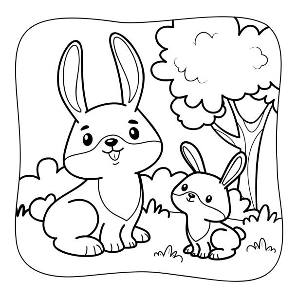 Bunny coloring pages stock illustrations royalty