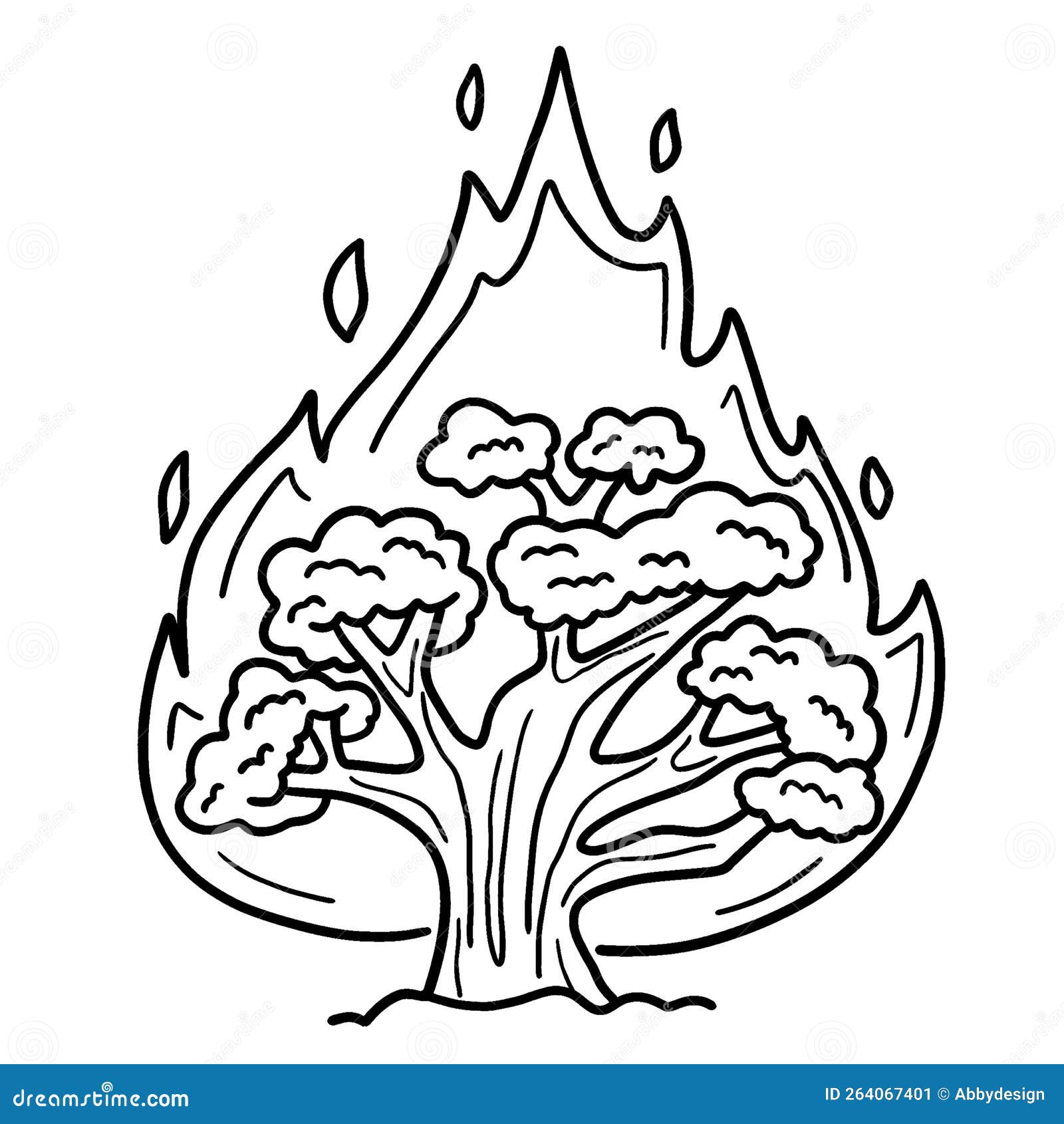 Christian burning bush isolated coloring page stock vector