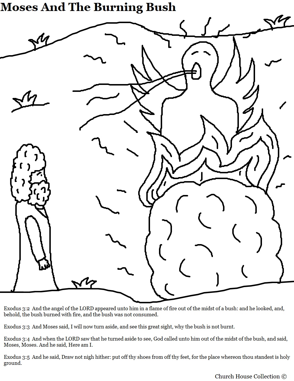 Church house collection blog moses and the burning bush coloring page