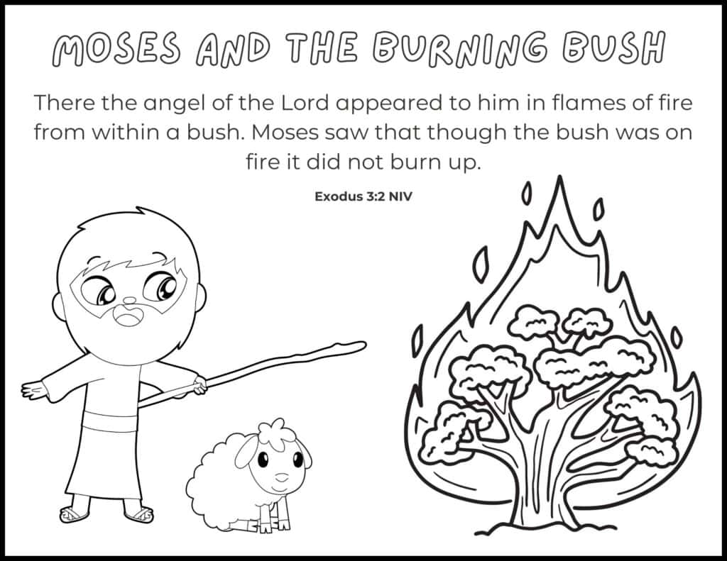 Moses and the burning bush coloring pages