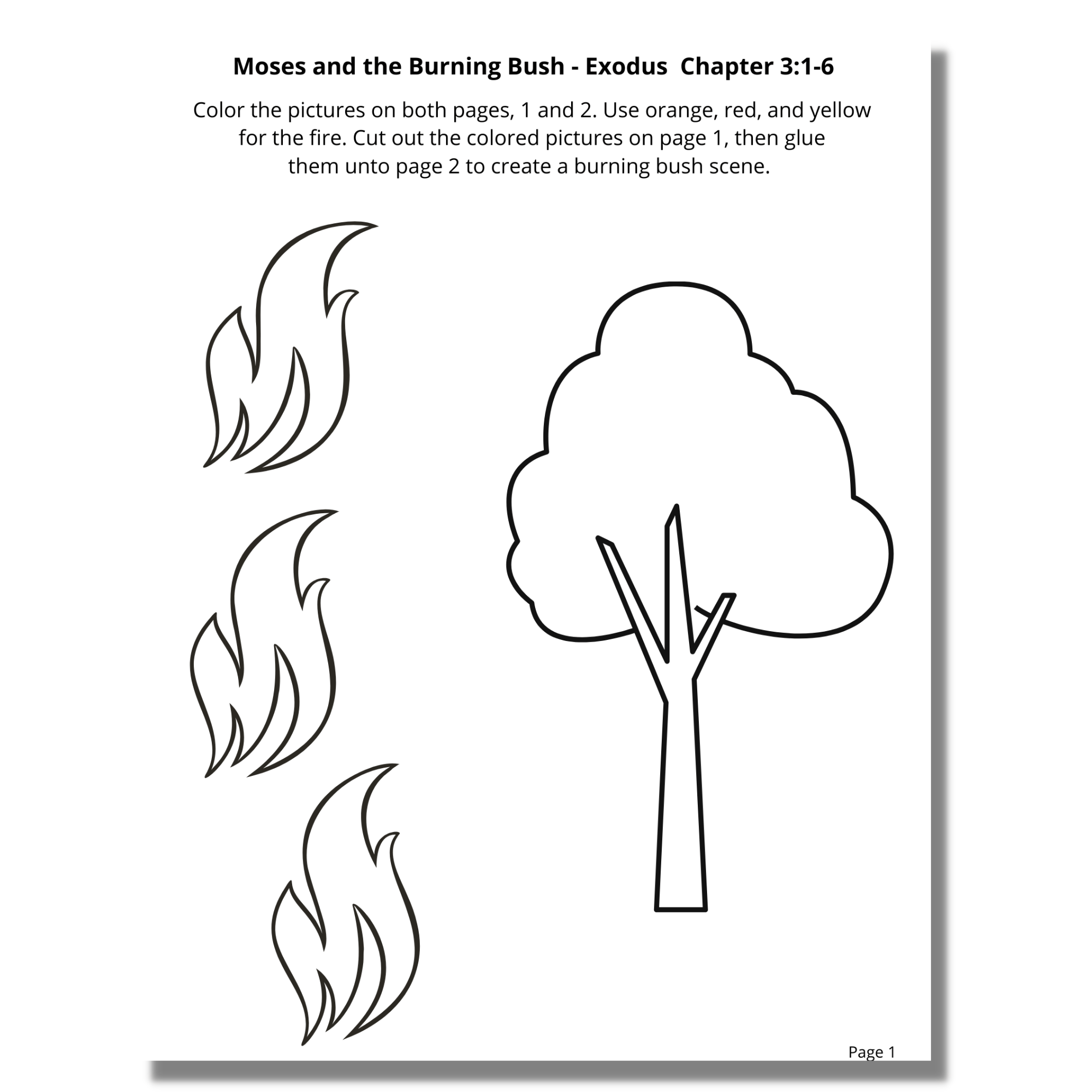 Moses and the burning bush coloring pages â moses craft activities â at home with zan printables