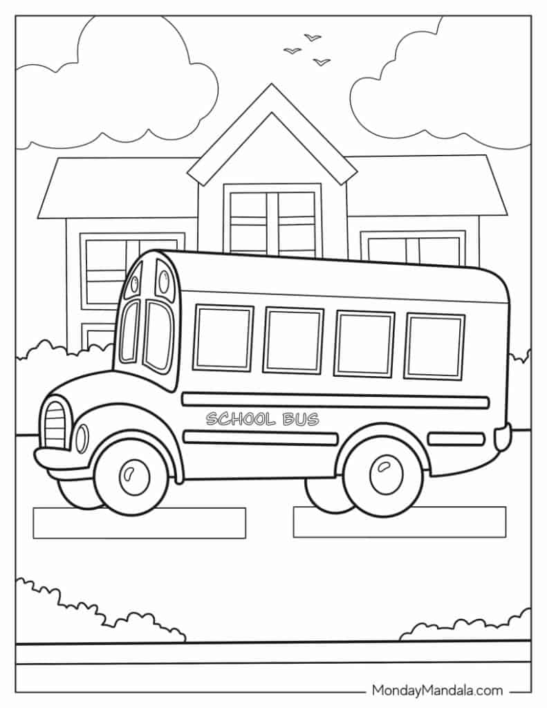 School bus coloring pages free pdf printables