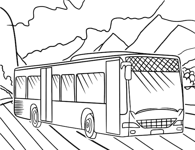 Premium vector bus coloring page for kids line art vector blank printable design for children to fill in