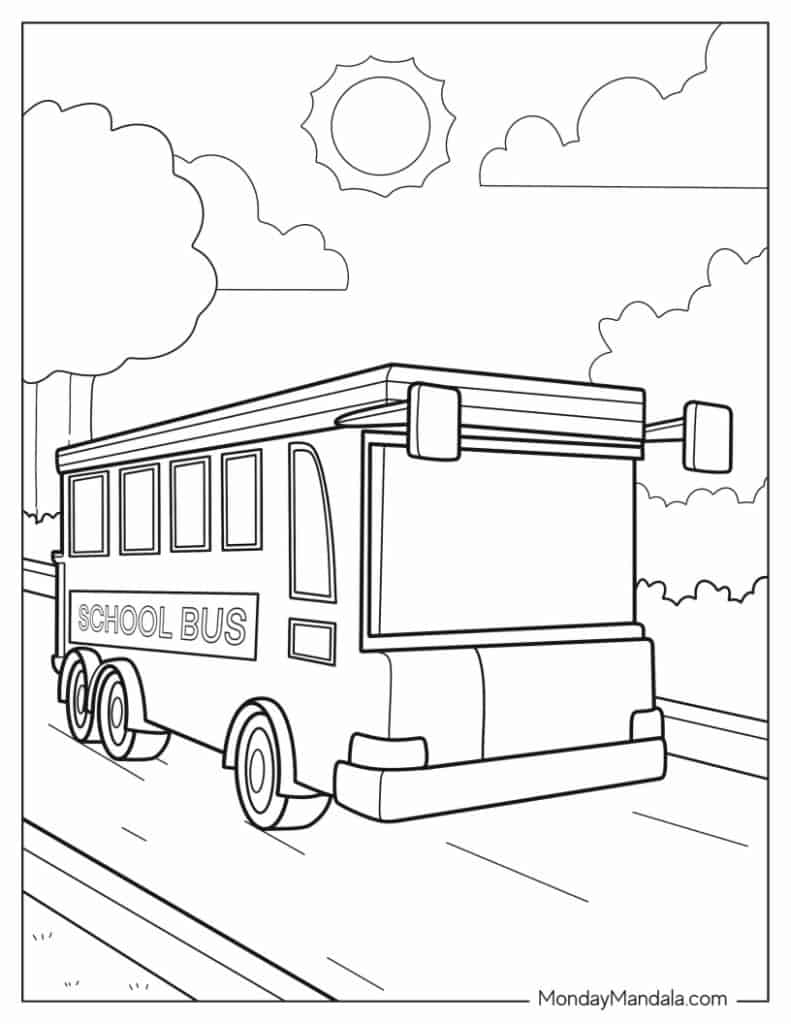 School bus coloring pages free pdf printables