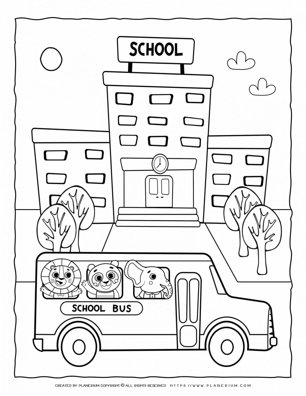 School bus coloring page for kids