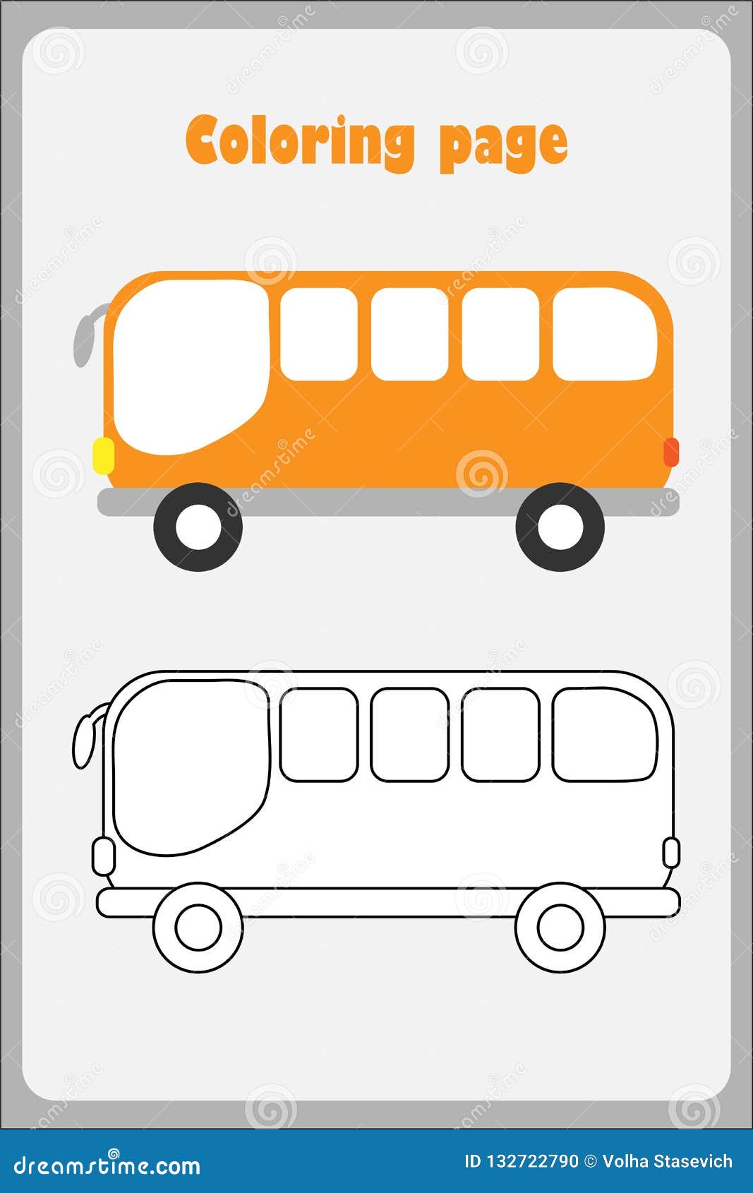 Bus in cartoon style coloring page education paper game for the development of children kids preschool activity printable stock illustration