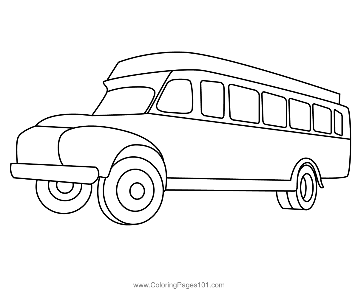 Old tourism bus coloring page for kids