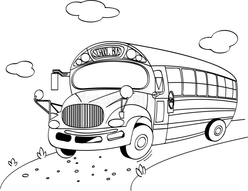 School bus coloring page stock vector illustration of logos