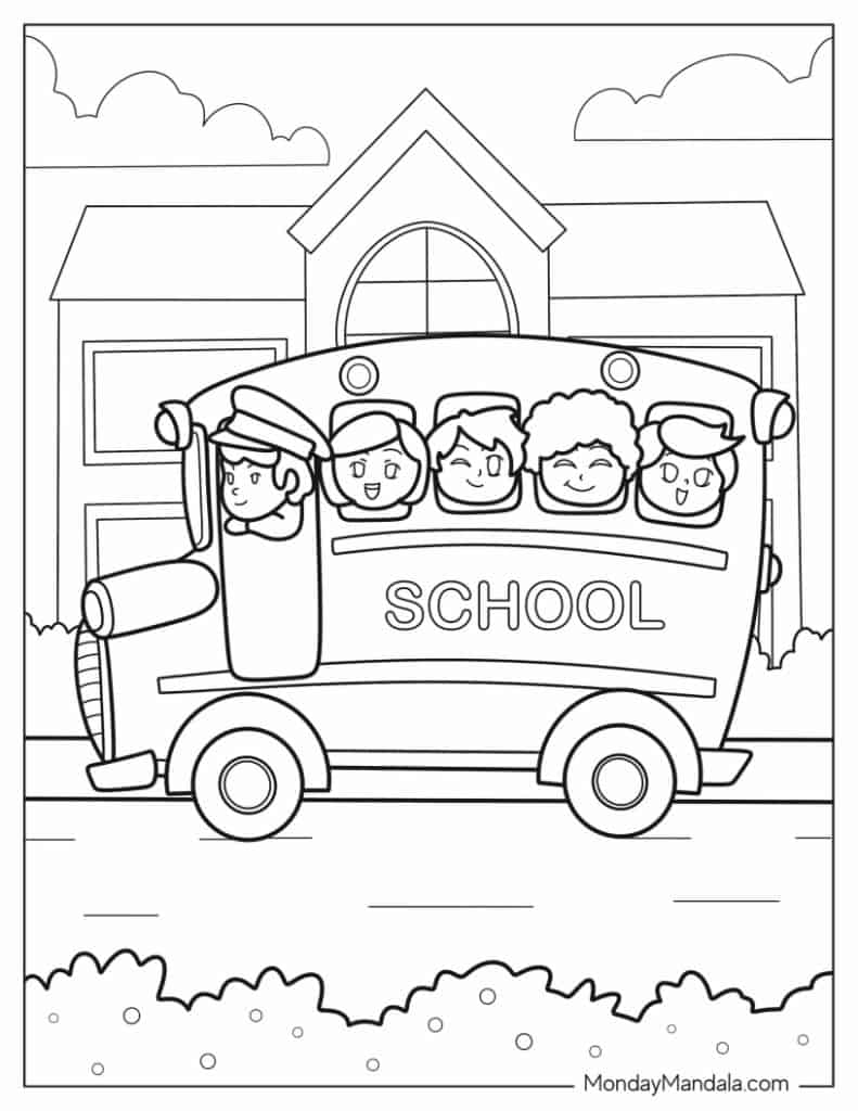 School bus coloring pages free pdf printables