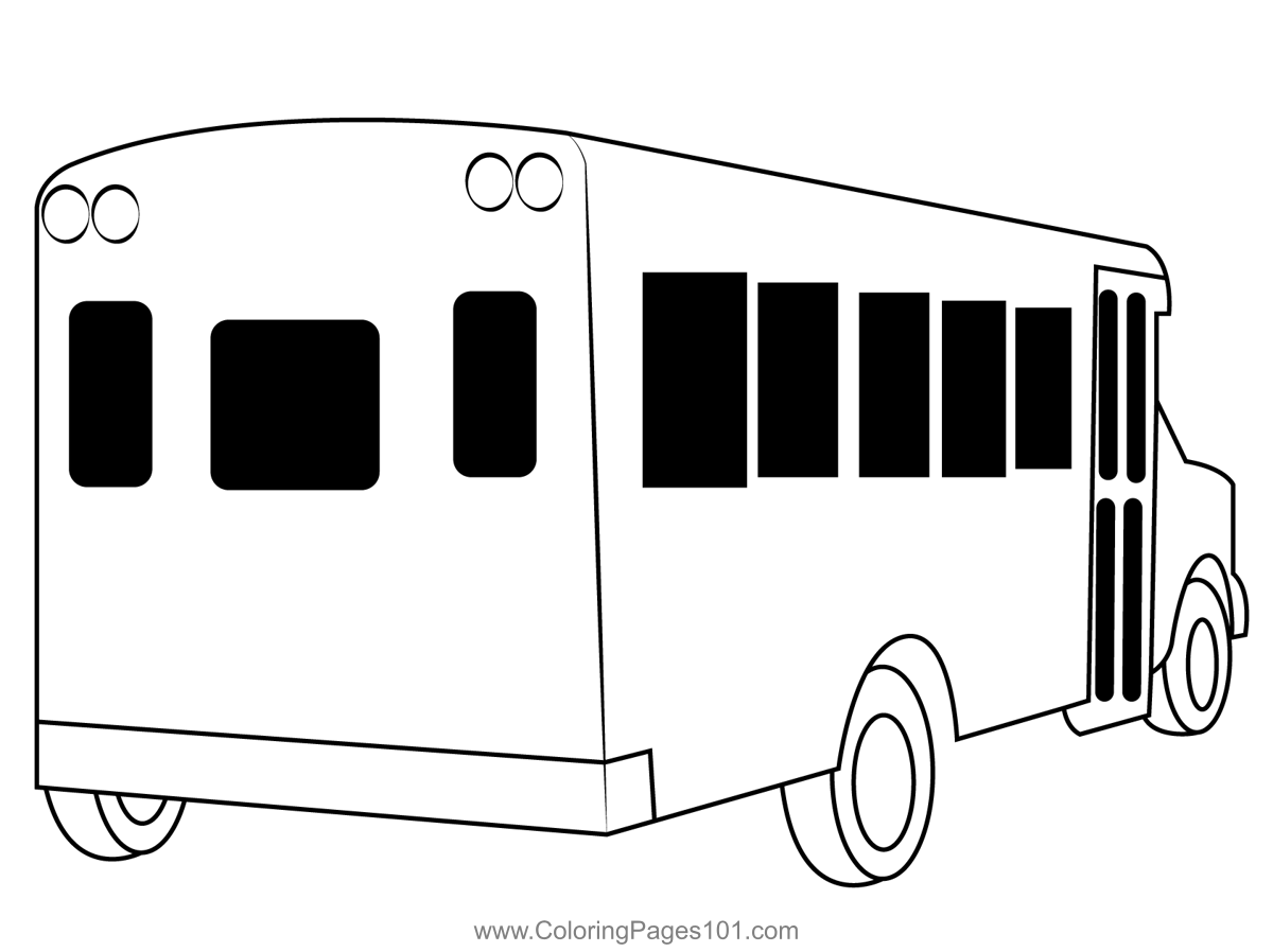 School bus city coloring page for kids