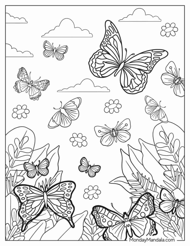 Butterfly coloring pages free pdf printables