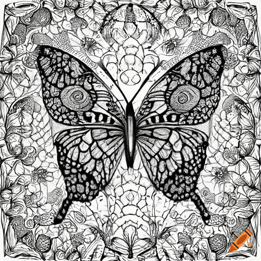 Prompt create an advanced coloring book image of a majestic butterfly boasting intricate patterns and delicate details for a captivating coloring experience instructions begin by designing a lifelike and elegant butterfly