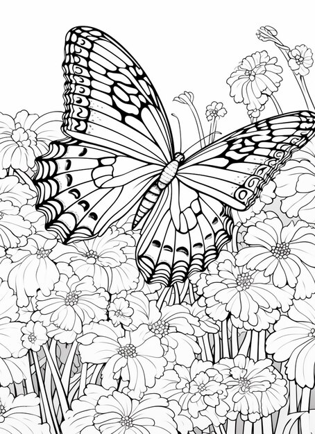 Premium ai image coloring pages for adults butterfly coloring pages for adults generative ai