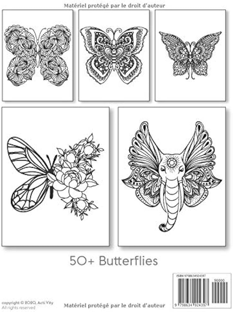 Butterfly mandala coloring book an adult coloring sheets mandalas anti stress coloring book large print beautiful patterns french edition vity acti books