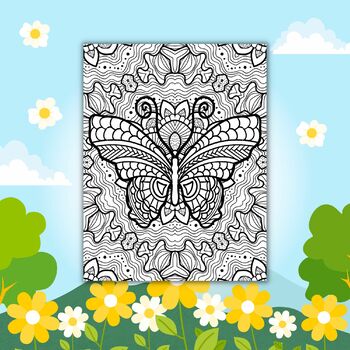 Printable spring butterfly mandala coloring pages sheets march april activities