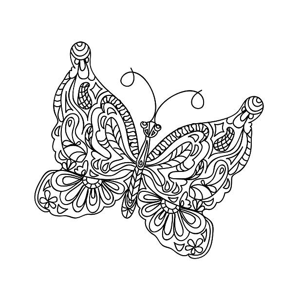 Butterfly coloring page stock illustration