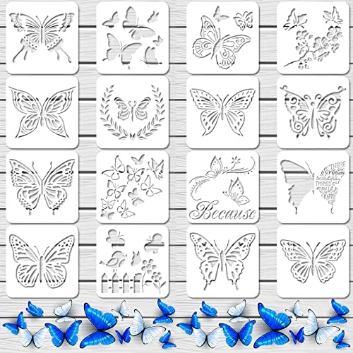 Pieces butterfly stencils reusable butterfly template art painting stencils for paint craft wall diy fabric floor home decor wood signs x inches arts crafts sewing