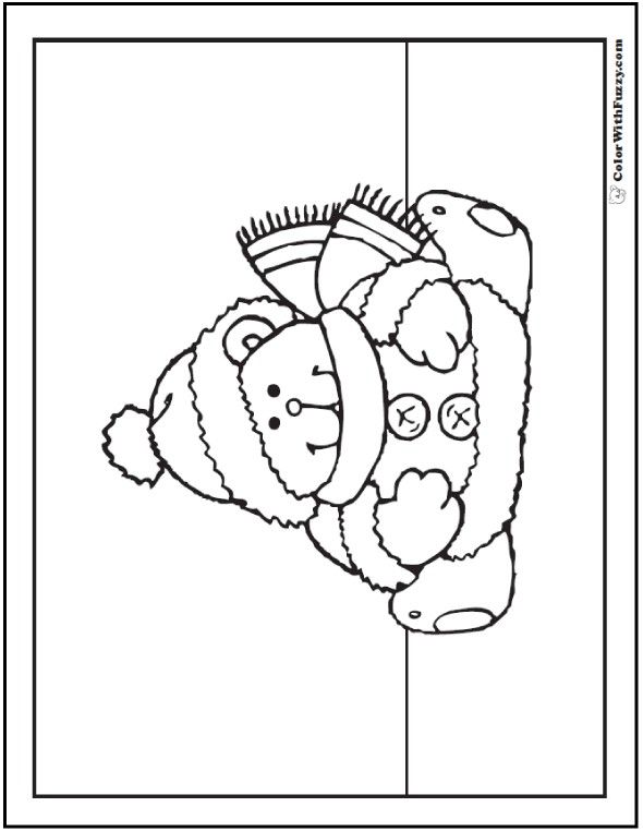 Cute bear coloring sheet jingle bell buttons