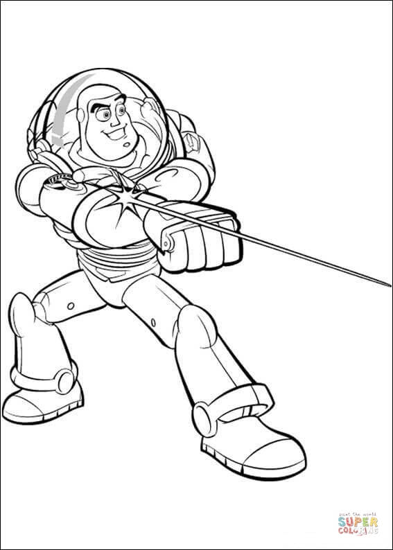 Buzz lightyear shoots the light coloring page free printable coloring pages