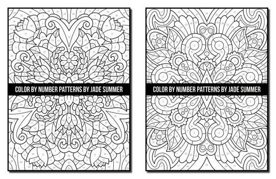 Color by number coloring pages patterns adult coloring book by jade summer digital coloring pages printable pdf download