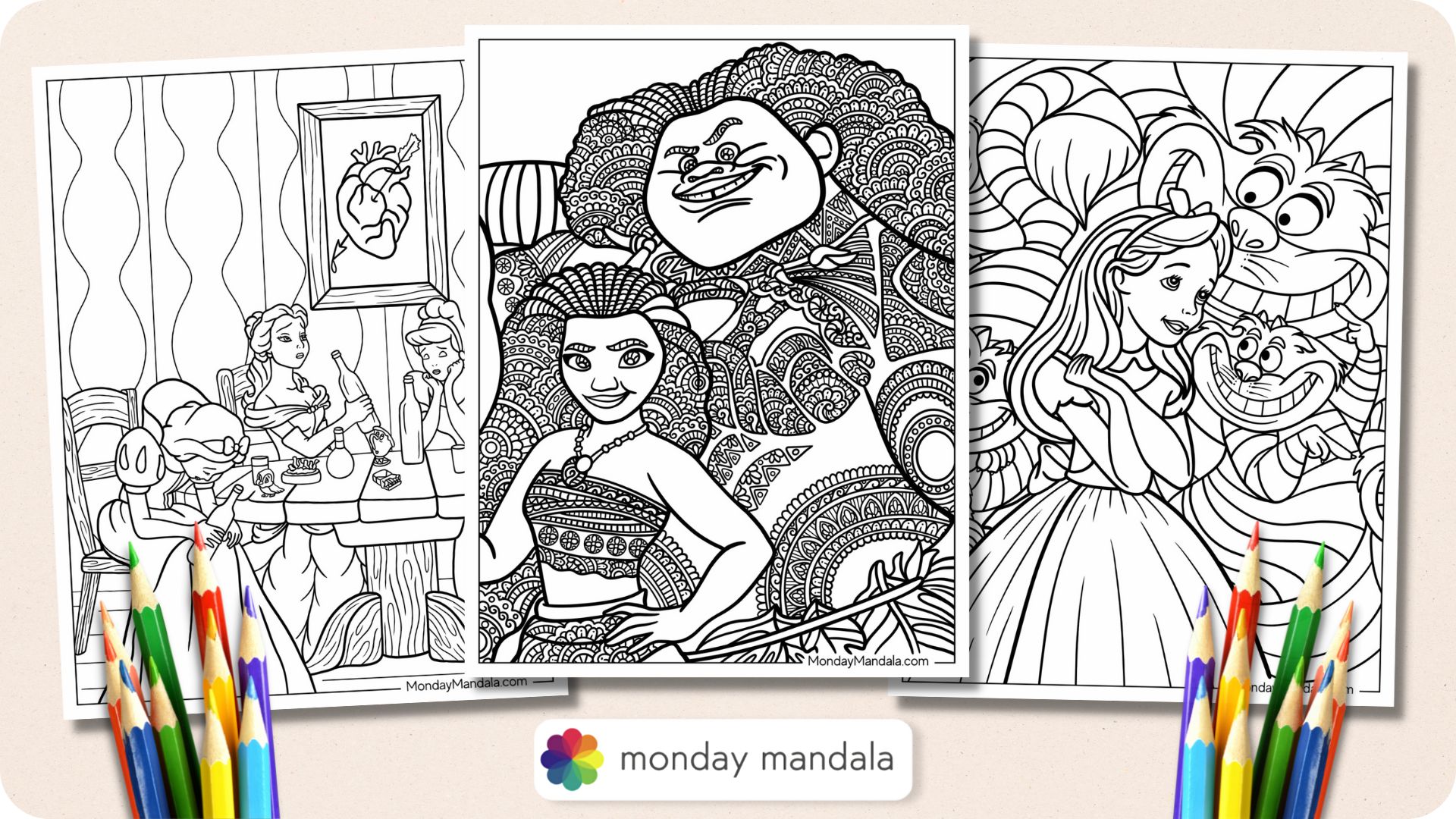 Disney coloring pages for adults free pdf printables