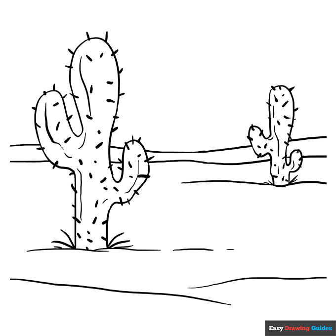 Cactus coloring page easy drawing guides