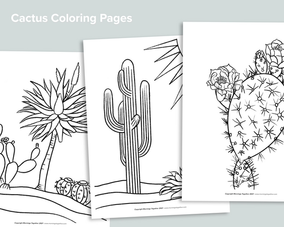 Cactus coloring pages freebie â mornings together