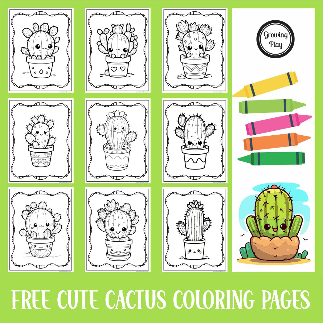 Cute cactus coloring pages