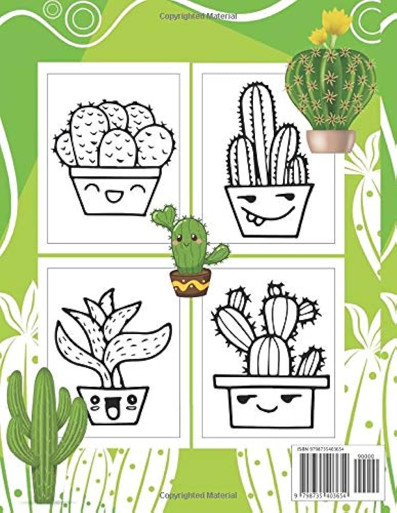 Cactus coloring book for kids amazing green cactus plant cute succulent coloring book unique cacti spiky desert cactus lover nature for boys girls toddlers preschoolers kindergarten press creative study books