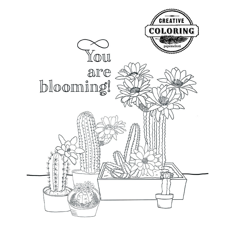 Cactus coloring pages digital download