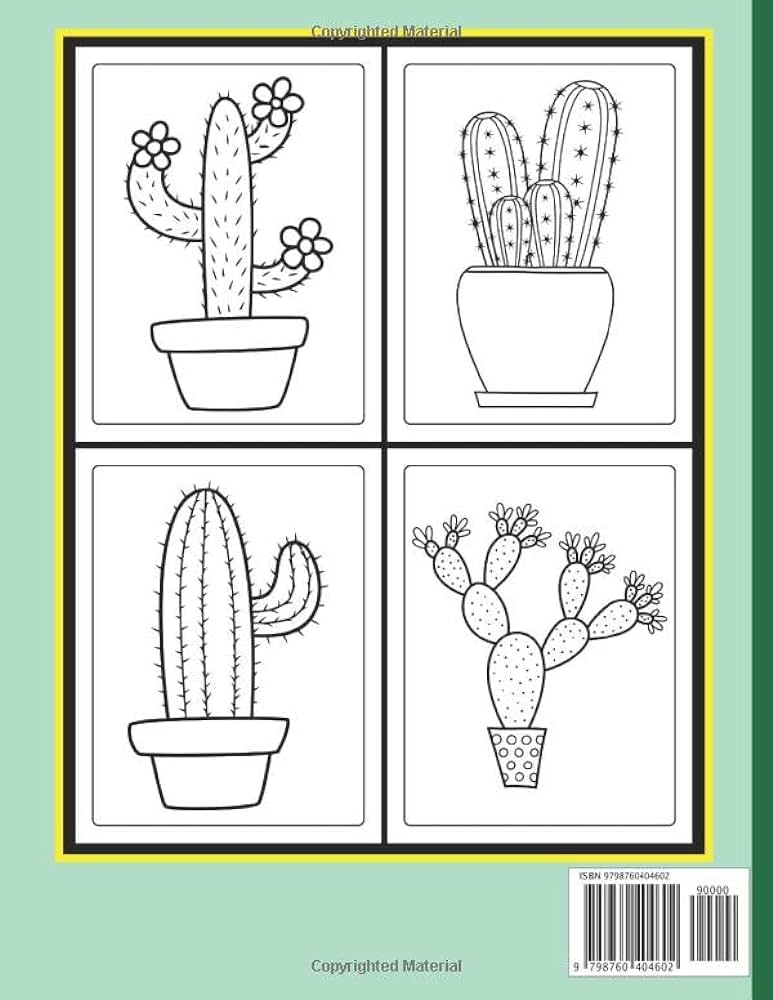 Cactus coloring book for kids ages