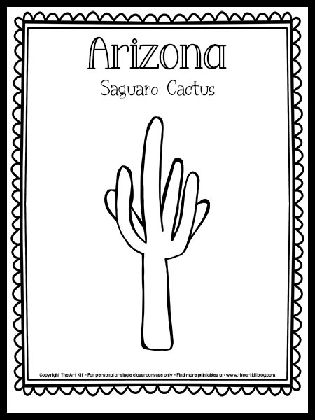 Arizona saguaro cactus coloring page free printable â the art kit