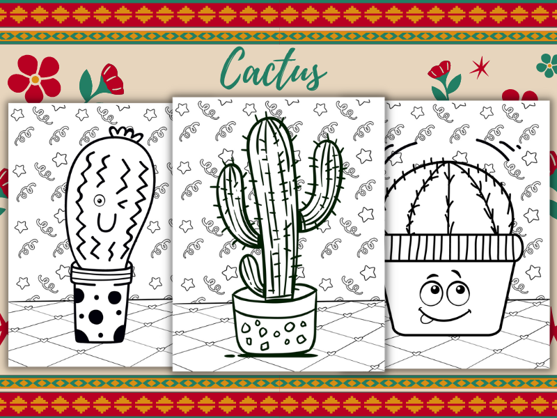 Bonus printable spring cinco de mayo cactus coloring pages sheets teaching resources