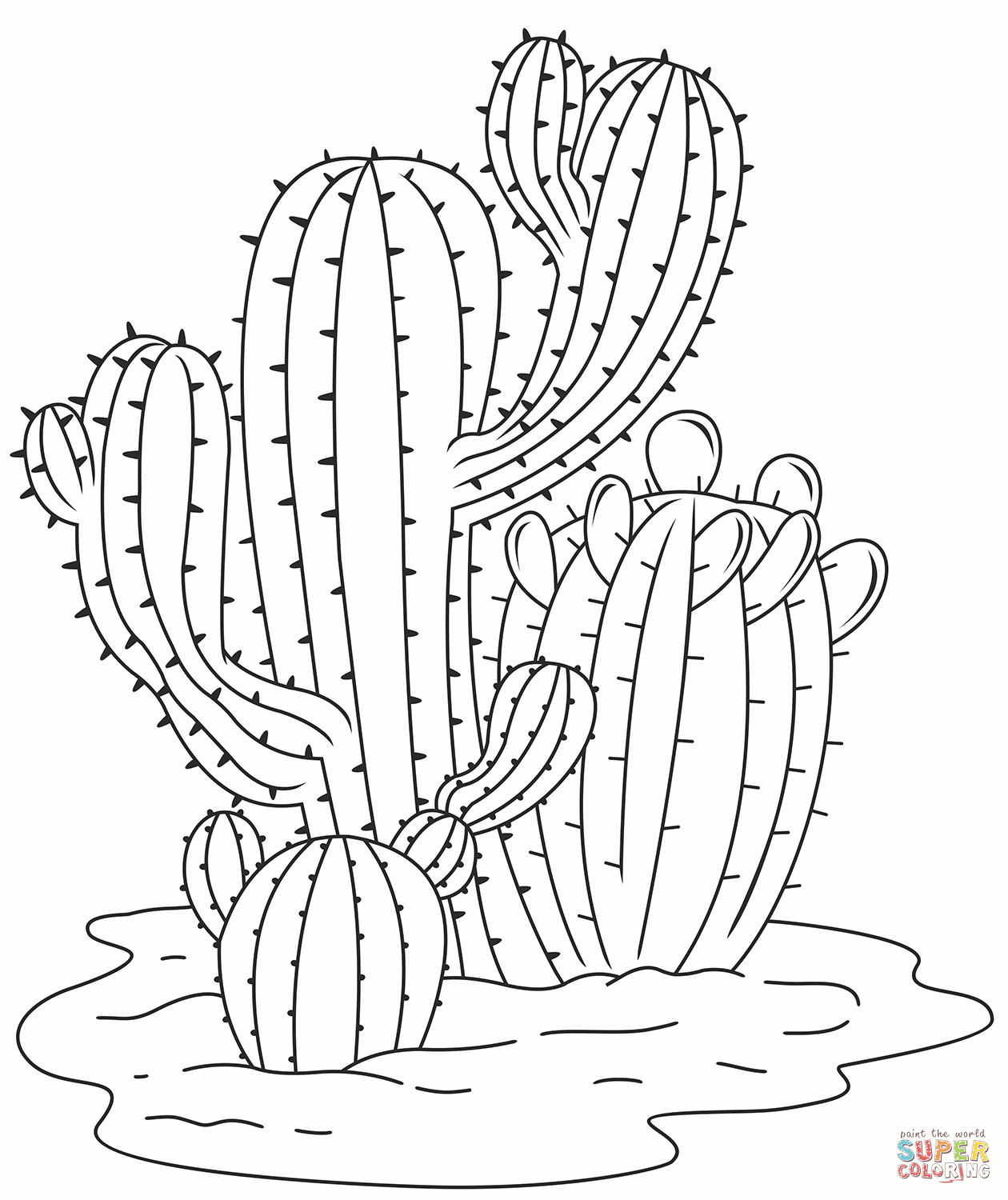 Cactus coloring page free printable coloring pages