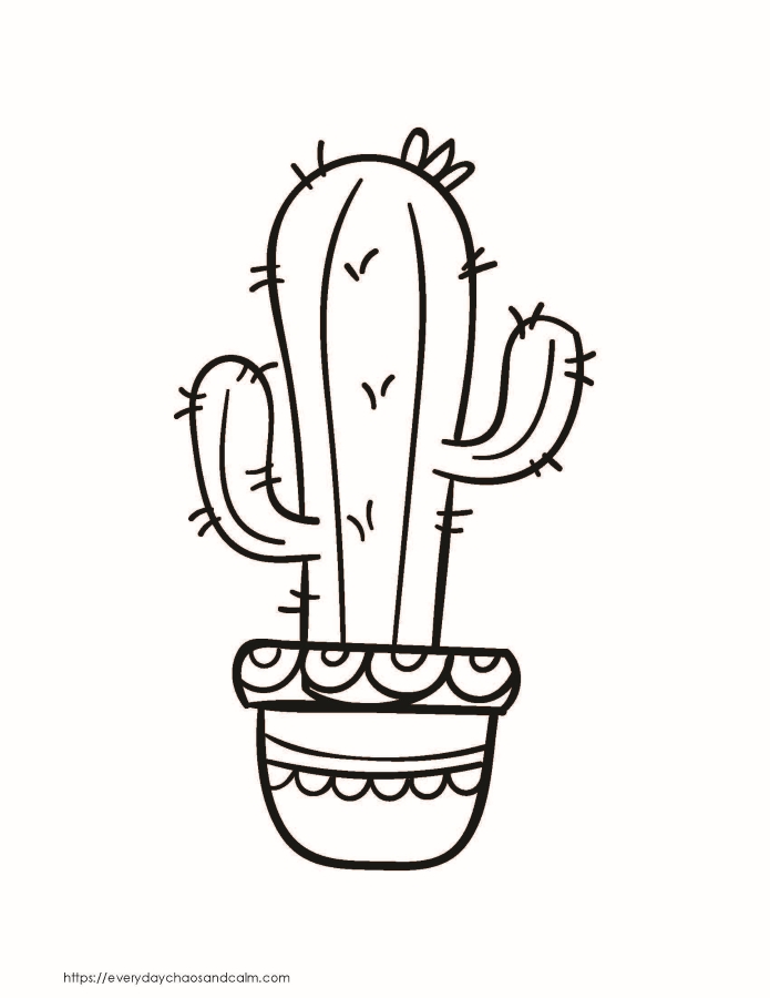 Free cactus coloring pages for kids