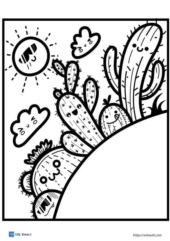 Free cactus coloring pages