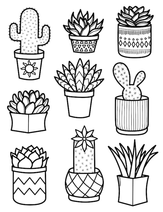 Succulent pattern printable coloring page printable coloring pages for adults coloring sheets for adults succulent coloring page