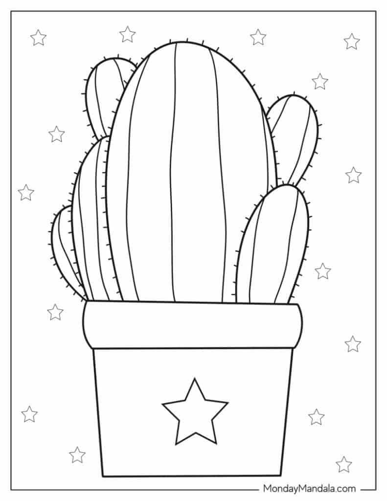 Cactus coloring pages free pdf printables