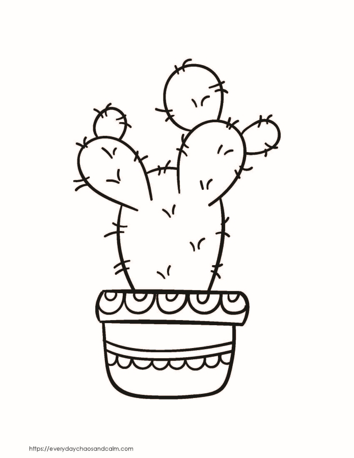 Free cactus coloring pages for kids