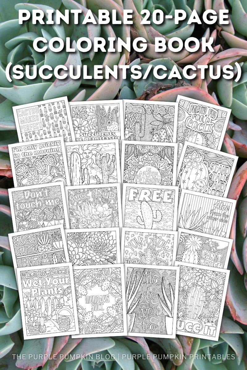 Printable succulents cactus coloring pages