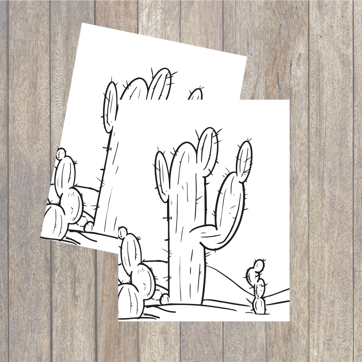 Printable cactus coloring page