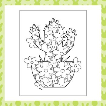 Floral cactus coloring book for adults made by teachers